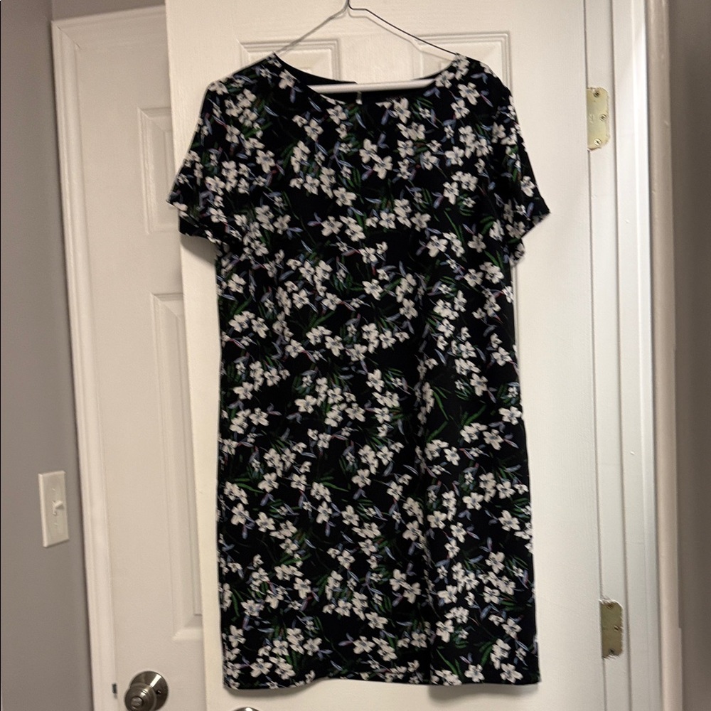 Banana Republic Black Floral Midi Dress